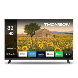 Thomson 32 Pollici (80 cm) LED HD Smart Android TV, Google Assistant, Wi-Fi, Dolby Digital, Bluetooth, Triple-Tuner (Cavo/Satellite/Antenna), HDMI, CI+, A+ Pannello- 32HA2S13