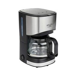 Adler AD4407 Elektrisch koffiezetapparaat, automatische druppelvergrendeling, filterkoffiezetapparaat, capaciteit 6 kopjes, 0,7 liter, warmhoudfunctie, 550 W, zwart/roestvrij staal