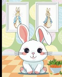 Bunny at Home Notebook, Wide Ruled, 100 Page Composition Style: Easter, Bunny, Rabbit