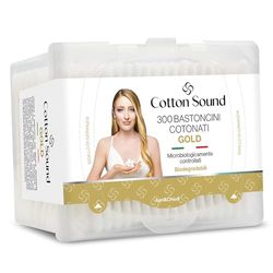 COTTON SOUND Gouden staafjes van biologisch afbreekbaar papier, 1 verpakking x 300 stuks, ideaal voor de gevoelige huid, gemaakt in Italië