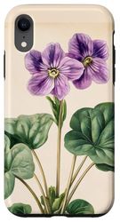 Pianta dell'illustrazione scientifica dell'annata viola africana Custodia per iPhone XR