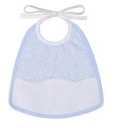 FILET Slabbetje van katoenen piqué met sterrenmotief met zak van Aida-stof om op te borduren, ideaal voor pasgeborenen en vroege kinderjaren, sluiting met bandjes, 100% Made in Italy, kleur