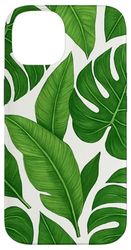 Tropical Jungle Green Monstera and Banana Leaf Pattern Case for iPhone 14