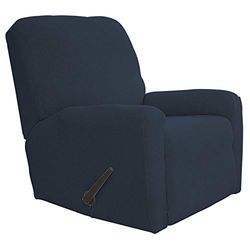 Easy-Going Copridivano elasticizzato per poltrona reclinabile, 4 pezzi, protezione per mobili e divani, con fondo elastico, in spandex jacquard con quadretti (reclinabile, blu scuro)