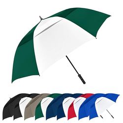 The Vented Tornado 64" Large Oversize Windproof Automatic Open Golf Umbrella, Heavy Duty Thick Fiberglass Ribs Wind Vent Portable 2 Person Golf Umbrella for Men and Women - Hunter Green/White