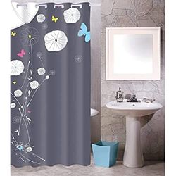 MSV cortina de ducha de poliéster 140801 el polvo de mariposa de plástico 70 x 78 x 0 x pulgada, 180 0.1 x 200 cm)- incluye 12 anillas para barra de cortina