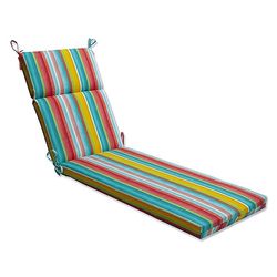 Pillow Perfect Cuscino per chaise longue da esterno a righe, imbottitura in fibra di peluche, resistente alle intemperie e allo sbiadimento, schienale diviso - 184,2 x 53,3 cm, Dina multicolore, 1
