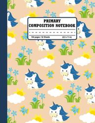 Primary Composition Notebook k-2: Cute Unicorn Primary Journal ( For Kids )With Picture Space and Dotted Midline, Drawing & Handwriting Story Journal.