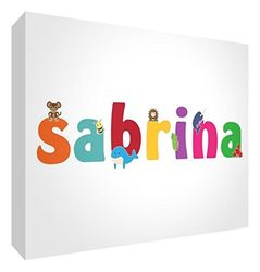 Little Helper LHV-SABRINA-515BLK-15IT Panneau décoratif pour Nouveau-né/baptême Idée Cadeau, Dessin Personnalisable avec nom pour Fille Sabrina 14.8 x 21 x 2 cm Multicolore