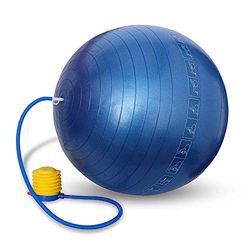 Nivia Anti Burst Fitness Gym Ball With Footpump (Blue, Size - 95cm) | Material - Leather | Exercise Ball | Medicine Ball | Heavy Duty | Preganancy Workout |Inflatable Exercise Ball