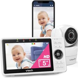 VTech Babyphone Camera 5 inch Baby Camera 1080p, 120° Wide Angle View, Night Vision, Remote Pan-Tilt Zoom, Two-Way Talc, Works with iOS and Android, WiFi
