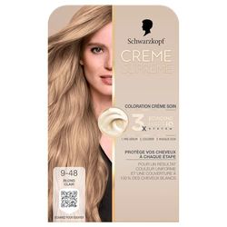 Schwarzkopf - Coloration Permanente - Creme Supreme - Resultat Couleur Uniforme - Coloration Creme Soin - Bonding - Pre-serum et Masque Soin - Couverture 100% Cheveux Blancs - 9-48 - Blond Clair