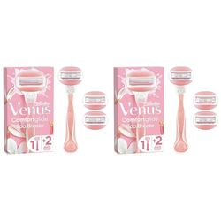 Gillette Venus ComfortGlide Spa Breeze Women's Razor +, 3 2-In-1 Razor Blade Refills, with Shaving Gel Bars (Packaging May Vary) (Pack of 2)