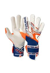 Reusch Attrakt Gold X Guardian gripvaste keepershandschoenen heren en vrouwen, voetbalhandschoenen voor volwassenen, geschikt voor alle weersomstandigheden en speelvelden, oranje-blauw, 11
