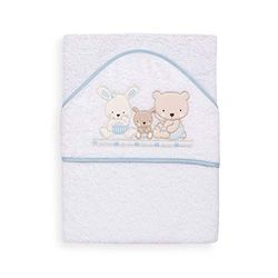 Interbaby 01080-11 Ręcznik kąpielowy z kapturem dla niemowląt LOVE, biały e niebieski, niebieski