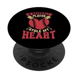 Cute Baseball Girlfriend Boyfriend Heart PopSockets Swappable PopGrip