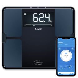 Beurer BF 915 Balance de diagnostic, analyse corporelle précise, mesure de la graisse corporelle, avec écran XXL éclairé, capacité de charge jusqu'à 200 kg, connexion à l'application incluse