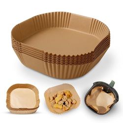 Keplin Air Fryer Parchment Paper Liners - Disposable, Greaseproof, Heat Resistant to 220°C, Food Grade LFGB Standard, Compatible with Ninja, Tower, COSORI (50 Pack, 7.9 Inch)