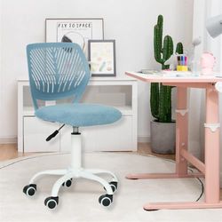 HOMYLIN Lot de 1 Chaise de Bureau pivotante sans accoudoirs pour Enfants avec Assise en Tissu et Dossier en Plastique, siège coloré réglable en Hauteur pour Enfants, étude, Jeux d'enfants, Bleu Clair