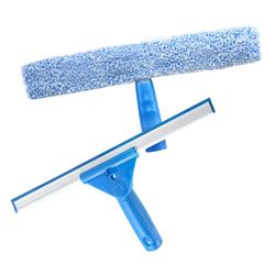 Juego de limpiacristales 2 en 1, limpiacristales Profesional con Hoja de Silicona y Limpiador de Microfibra (30 cm), Incluye Limpiador de Ducha de Acero Inoxidable y paño Altamente Absorbente, para