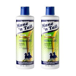 Mane 'n Tail Herbal Gro Shampoo and Conditioner Twin Pack, Nourishes and Strengthens, Olive Oil and Keratin, 355 ml (Pack of 1)