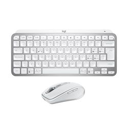 Logitech MX Keys Mini + MX Anywhere 3S, Tastiera e mouse wireless digitazione fluida, tasti retroilluminati, scorrimento rapido, USB-C, Bluetooth, per più Sistemi Operativi, Italiano QWERTY, Pale Grey