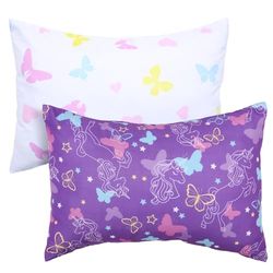 UOMNY Lot de 2 taies d'oreiller pour Petite Fille 33 x 45 cm, 30 x 40 cm, 45 x 48 cm, Motif Papillon, Violet et Blanc