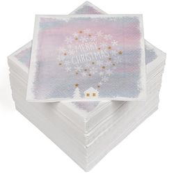 HEKU 100 Napkins, 3-ply, 33 x 33 cm, Merry Christmas Lettering in Pastel, Absorbent and Practical Packaging, Wide Selection, Ideal for Special Occasions