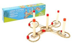 Blue Sky - Lanzamiento de Anillos - Juego al Aire Libre - 049064Z - Beige - De 2 a 6 Jugadores - Madera - 36 cm x 36 cm - Juego para Niños - Juego de Mesa - Juego de Habilidad - A Partir de 6 años
