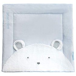 Doudou et Compagnie - Tapis d'Eveil Bébé - Tapis de Jeu Ours Bleu - 100 x 100 cm - Pour Bébé 0-6 Mois - Tapis Rembourré Confort Adapté au Parc - Idée Cadeau De Naissance - Carré - Tapidou - DC3064