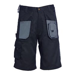 Pantalones cortos Blackrock Workman Cargo para hombre, ropa de trabajo de seguridad negra/gris, soporte para teléfono, bucle para martillo/herramienta, ropa de trabajo duradera de polialgodón