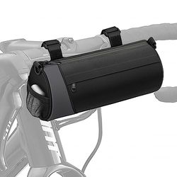 FINPAC Bike Handlebar Bag, Bicycle Front Frame Storage Pouch for Cycling, Detachable Shoulder Strap Commuter Bag for Mountain Road Bike Bicycle Scooter Accessories, Black
