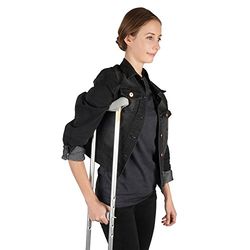 Soles Walking Crutches Pair Adjustable Aluminum Men or Women Lightweight Comfortable Durable Medium, Silver, 1 count