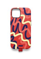 UNTAGS – Graphic Tour iPhone 13 väska – lädereffektmaterial – mjuk mikrofiber inuti anti-repor – röd