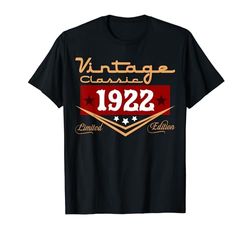 Decoraciones vintage de 102 cumpleaños vintage 1922 102 cumpleaños Camiseta