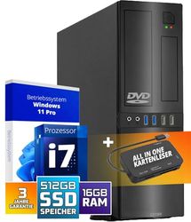 GMR Ultra Slim i7 Office PC - Business Office Computer | 3 anni di garanzia | 16 GB di RAM | 512 GB SSD | DVD±RW | USB 3 | Windows 11 Prof | Bluetooth WiFi