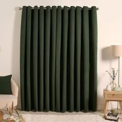 OHS Extra brede gordijnen met ringen, groene ringen, decoratieve thermische gordijnen voor de winter, verduisterende gordijnen voor slaapkamer, woonkamer, superzacht, modern, 167,6 x 228,6 cm