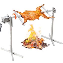 VEVOR Parrilla de Cordero 41 kg Parrilla de Barbacoa para Cerdo, Cordero, Cabra, Motor eléctrico de 42 W Asador Comercial de Acero Inoxidable con Escudo térmico, Longitud de asador de 1108 mm
