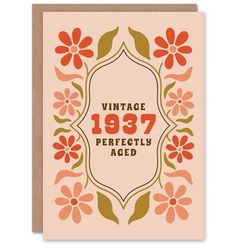 Artery8 Vintage Year Floral Flowers Her Born 1937 Aged 88 Years Old 88th Birthday Card Mum Gran Wife