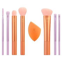 Real Techniques Level Up Brush + Sponge Kit, pennelli trucco per ombretto, fondotinta, fard e bronzer, strumenti di trucco di qualità professionale, setole sintetiche, set da 9 pezzi