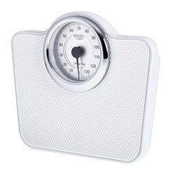 ADLER AD 8180 Mechanical Personal Scales - Body Weight - Analogue Fitness Scales - 136 kg Capacity - Diameter 15 cm Dial - Non-Slip Surface - Easy to Read - Calibrated with Button, White