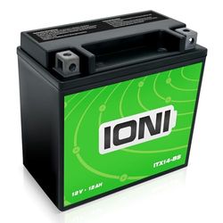 IONI ITX14-BS Batería 12V 12Ah AGM compatible con YTX14-BS Acumulador precargado sellado sin mantenimiento MotoBatería