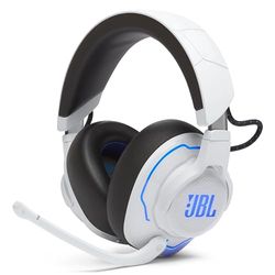 JBL Quantum 910P, Casque gaming sans fil bluetooth pour consoles, Réduction de bruit et son signature Quantum JBL, 39h d'autonomie, Blanc