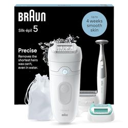 Braun Silk-épil 5 Depilatore Donna, Epilatore Elettrico Donna Per Una Epilazione Semplice, Wet & Dry, Pelle Liscia a Lungo, Con Testina Per Rasoio Donna, Cappuccio Rifinitore, Cappuccio Prime
