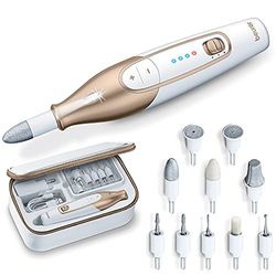 Beurer MP 64 manicure-/pedicureset, elektrische nagelverzorgingsset met batterij, 10 opzetstukken voor nagelverzorging voor mooie handen en voeten, met ledverlichting