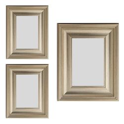 DekoArte - Set de 3 Espejos Decorativos de Pared con Marco Vintage Plateado - Decoracion de Pared