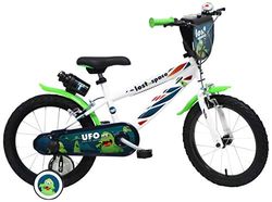 UFO - Bicicleta para niños, Blanco/Negro/Verde, 16" Pulgadas