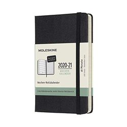 Moleskine 18 Monate Wochen Notizkalender Deutsch 2020/2021 Pocket/A6, 1 Wo = 1 Seite, rechts linierte Seite, Fester Einband, Schwarz