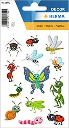 HERMA 15742 Pegatinas de insectos pequeños, 39 unidades, pegatinas con araña, libélula, oruga, caracol, mariquita, gusano, pajarita para niños, etiquetas para álbum de fotos, diario, scrapbooking,