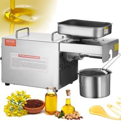 VEVOR Elektrisk oljepress, oljeextraktor i rostfritt stål 700 W, konstant temperatur 140 ℃, oljeextraktionsmaskin för pressning av jordnötter, sesamfrön, raps